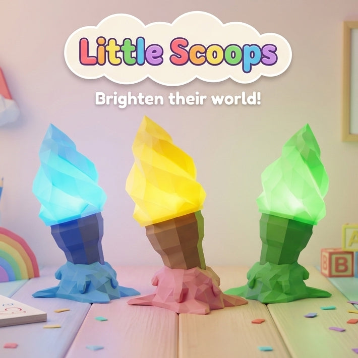 3D Printed Little Scoops Ice Cream Cone Lamp