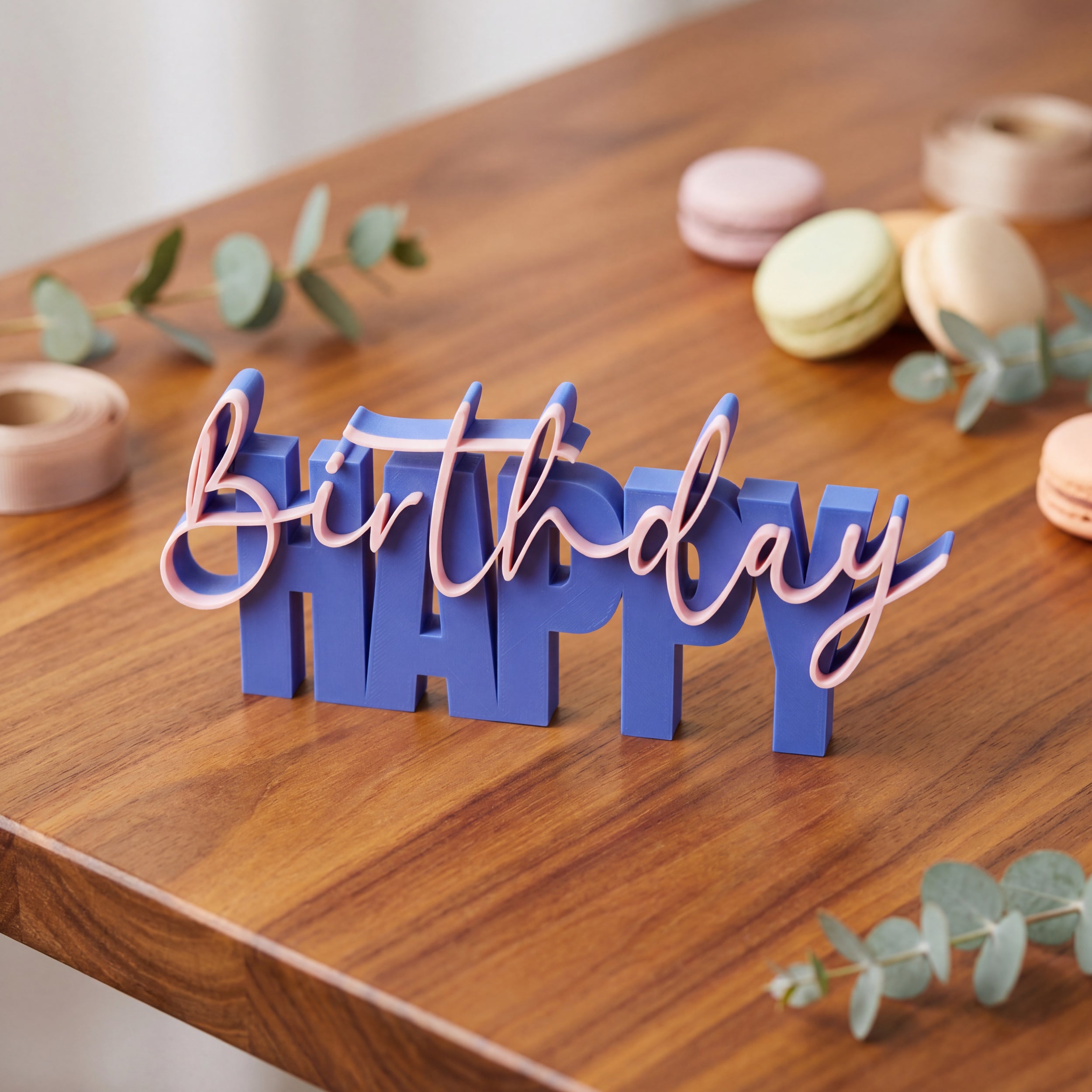 Happy Birthday 3D Printed Typographic Decor