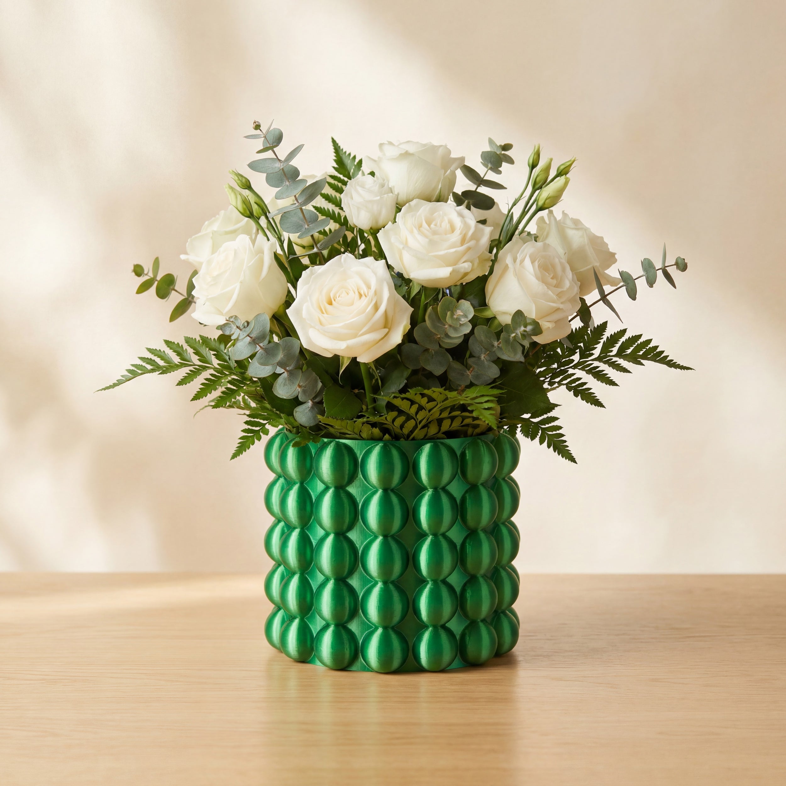 3D Printed Emerald Green Bubble Vase