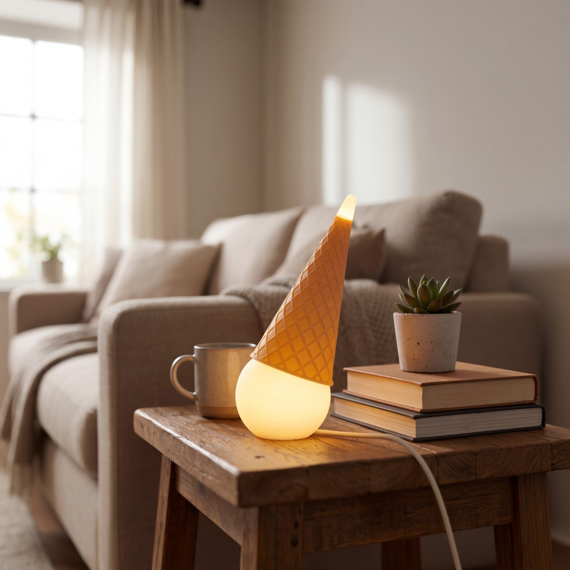 3D Printed Waffle Cone Lamp