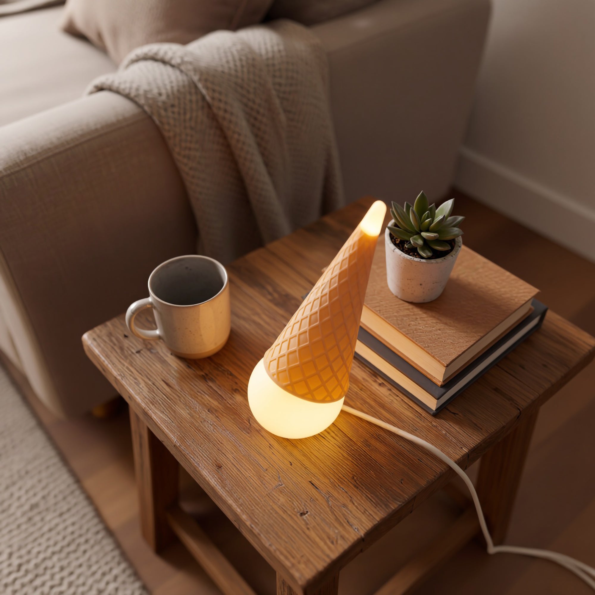 3D Printed Waffle Cone Lamp
