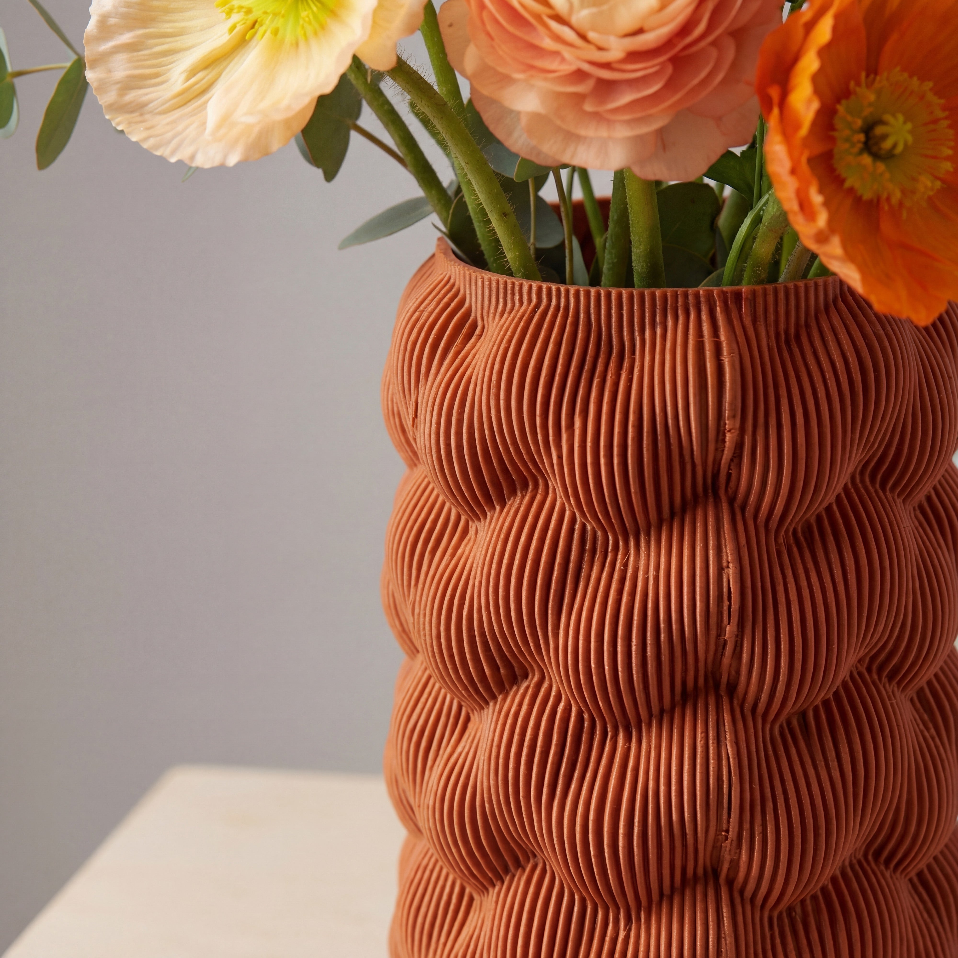 Rippled 3D Printed Decorative Vase